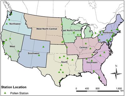 Modeling past and future spatiotemporal distributions of airborne allergenic pollen across the contiguous United States